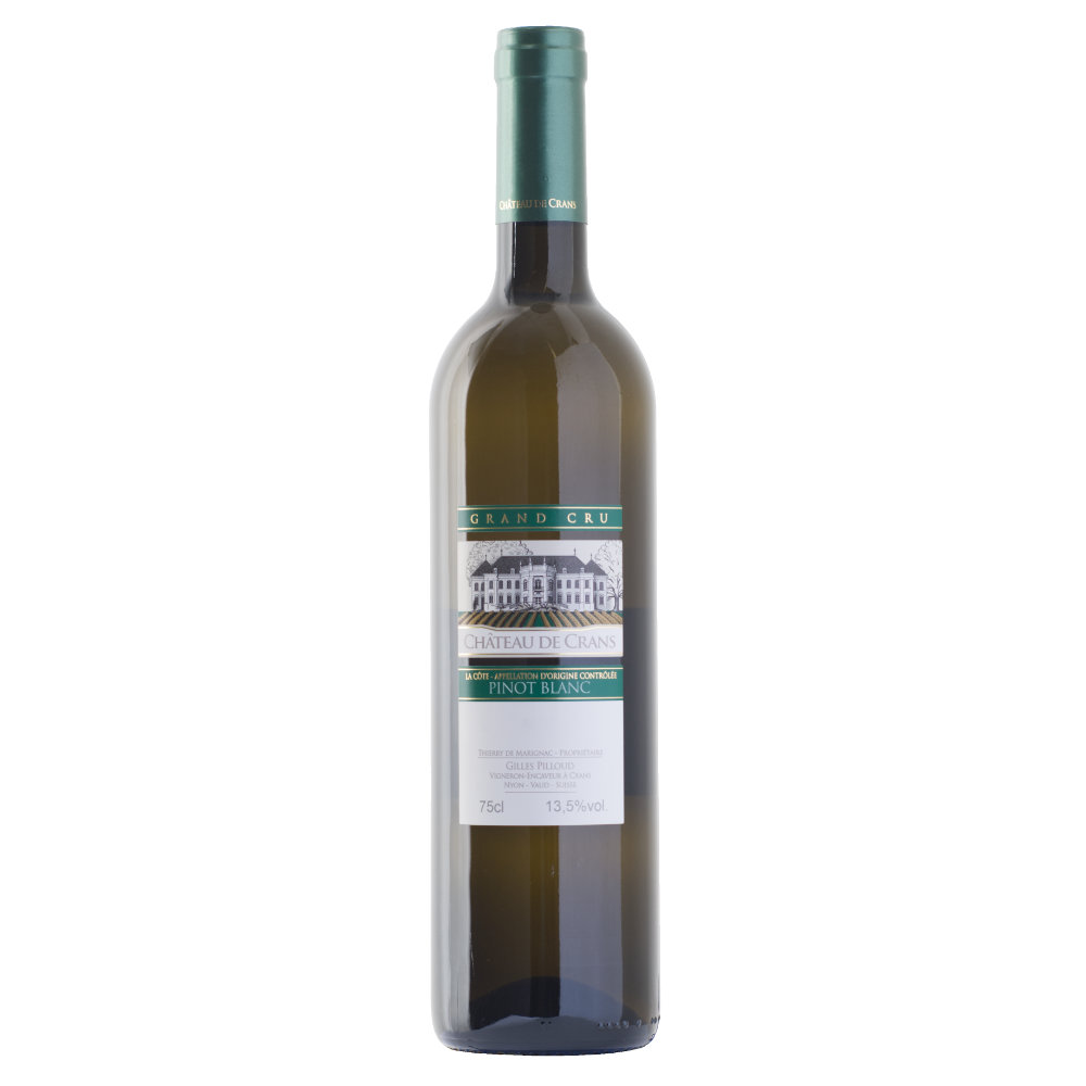 Pinot Blanc bio AOC La Côte Nyon du Château de Crans, vin blanc suisse en bouteille 75 cl